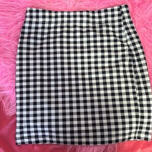 Black/Navy Plad Mini Skin Tight Skirt